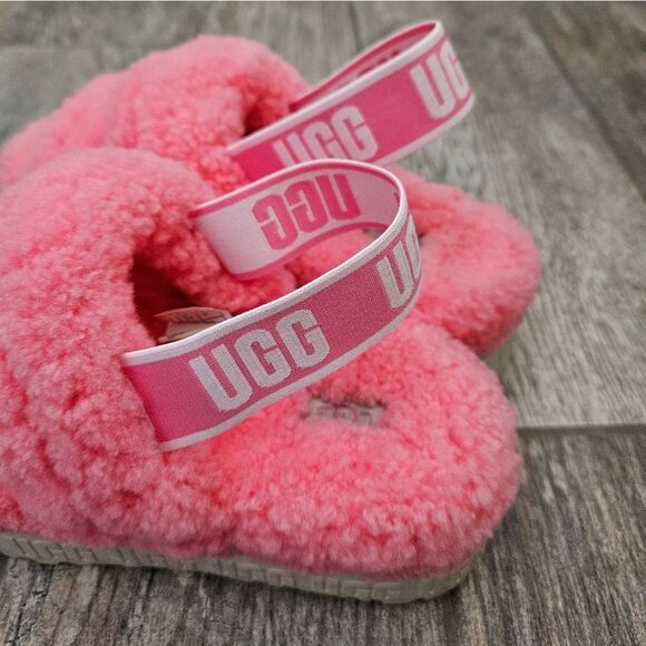 UGG Pink Adjustable Slide Sandals Oh Fluffita - Picture 7 of 14